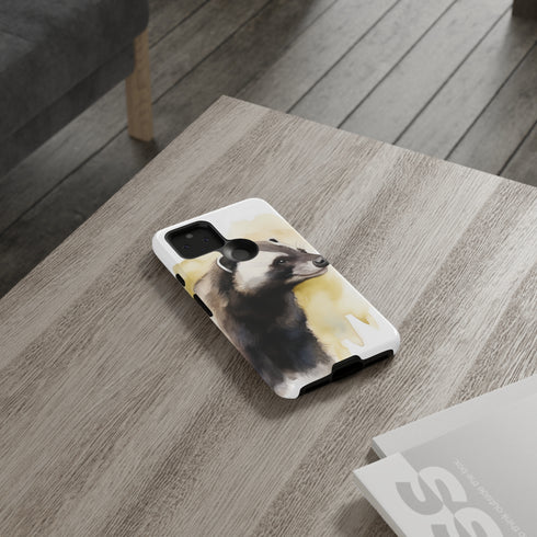 Badger on a Yellow Background - Impact Resistant Phone Case